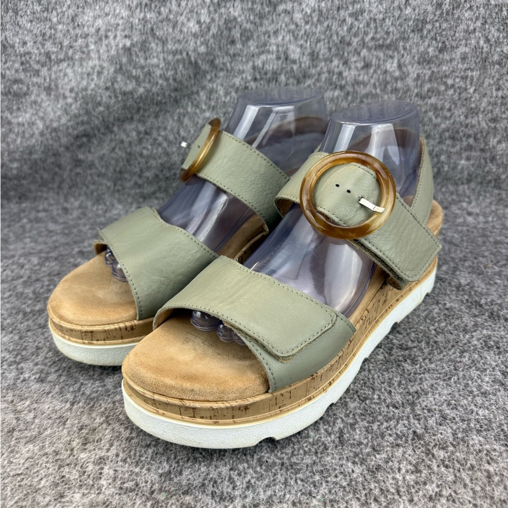 Women’s 42 Spring Step Abarah Sage Green Cork Platform Sandals Hook & Loop